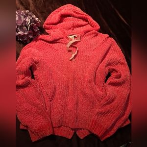 Hot Pink American Rag sweater w/hood Size L